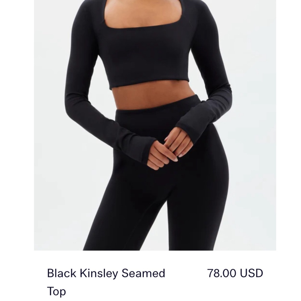 Girlfriend Collective Black Kinsley Seamed Top Large